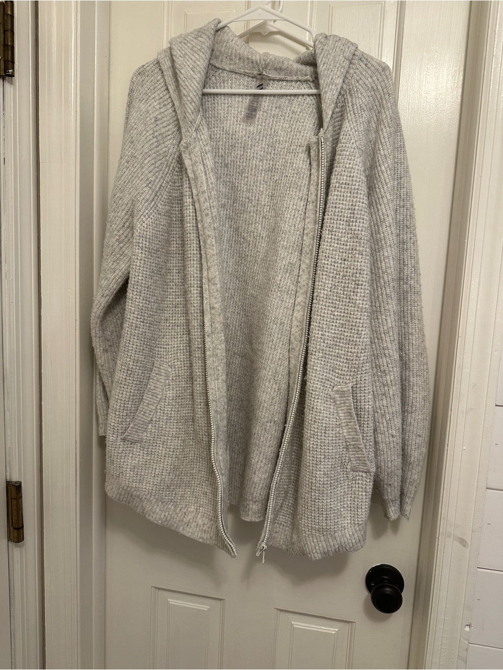 Lou & Grey Light Gray Hooded Zip Cardigan